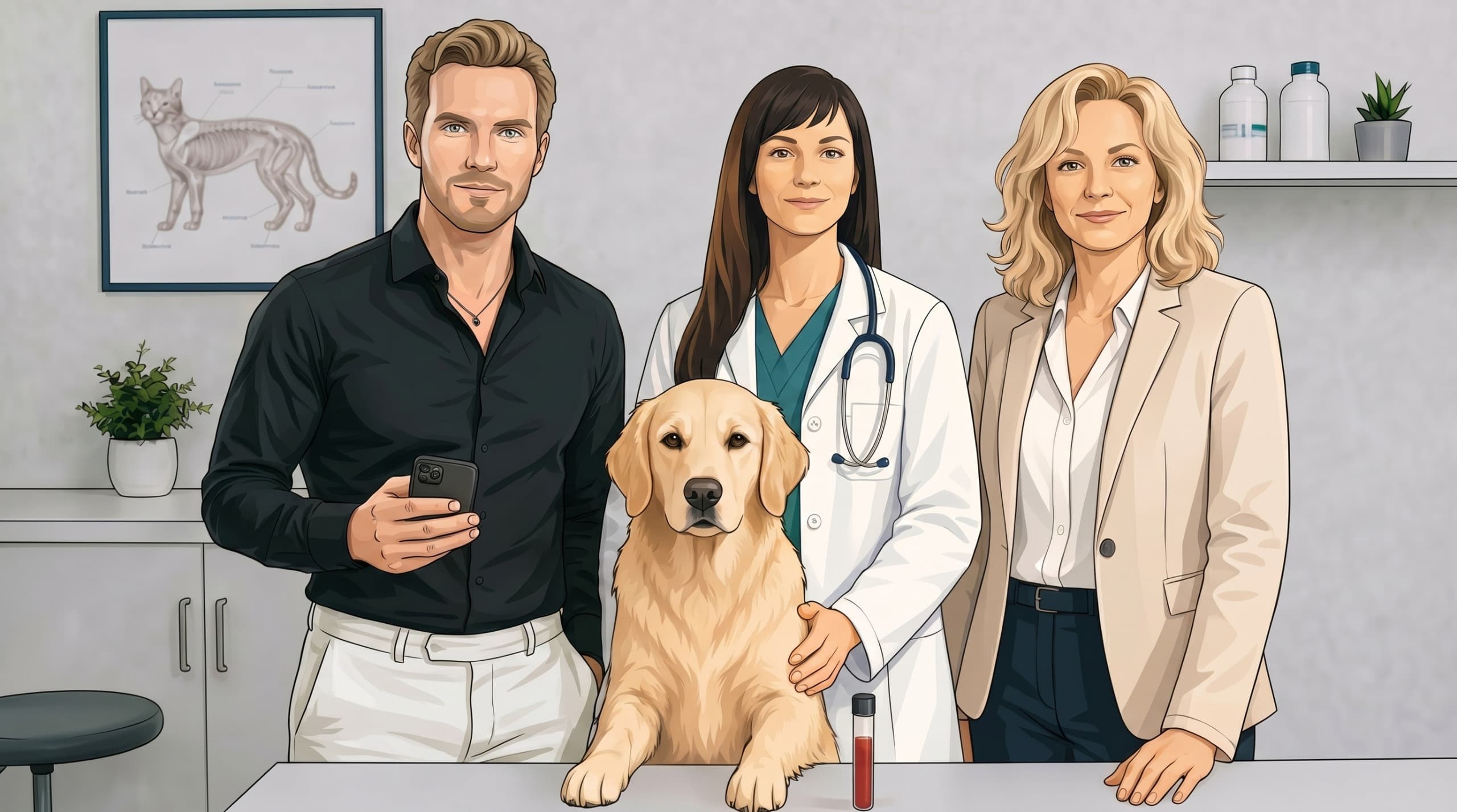 Das VETty-Team mit Hund